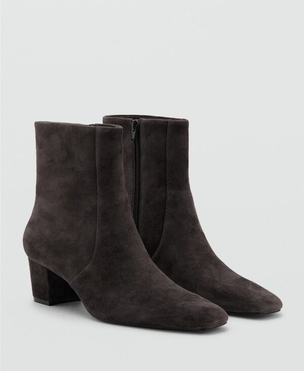 マンゴ レディース シューズ ブーツ・レインブーツ スエード アンクル ヒール MANGO Women's Block Heel Suede Ankle Boots Dark Heather Gray グレー