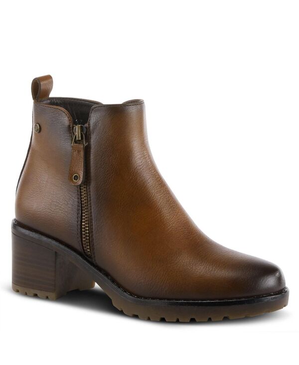 パトリシア レディース シューズ ブーツ・レインブーツ Patrizia Women s IRIE Burnished Almond Toe Booties with Outside Zipper and Toggle Detail Brown ブラウン