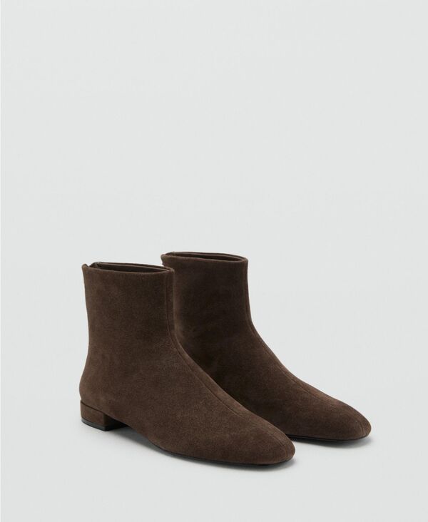 マンゴ レディース シューズ ブーツ・レインブーツ スエード アンクル MANGO Women's Round Toe Suede Ankle Boots Dark Brown ブラウン｜ReVida 店