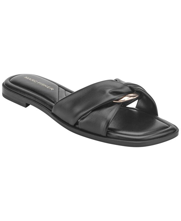 マークフィッシャー レディース シューズ スリッポン・ローファー サンダル Marc Fisher Women\u0027s Fida Flat Slip-On Sandals Black 黒いこと