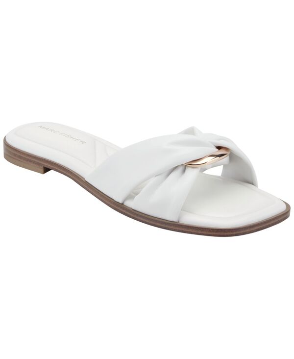 マークフィッシャー レディース シューズ スリッポン・ローファー サンダル Marc Fisher Women\u0027s Fida Flat Slip-On Sandals White 白いこと