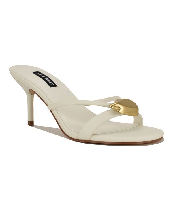 ナインウェスト レディース シューズ スリッポン・ローファー サンダル 踵 Nine West Women\u0027s Ernise Ornamented Slip-On Kitten Heel Sandals White 白いこと