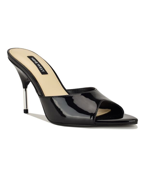 ナインウェスト レディース シューズ スリッポン・ローファー サンダル Nine West Women's Vella Slip-On Metal Stiletto Dressandals Black Patent ブラック｜ReVida 店