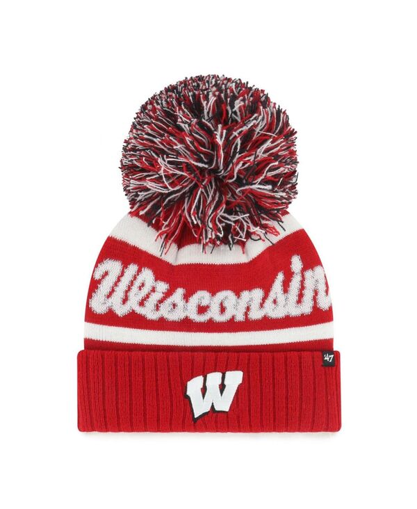 47 ブランド レディース アクセサリー 帽子 ニット '47 Brand Women's Red Wisconsin Badgerspirited Cuffed Knit Hat with Pom Red レッド