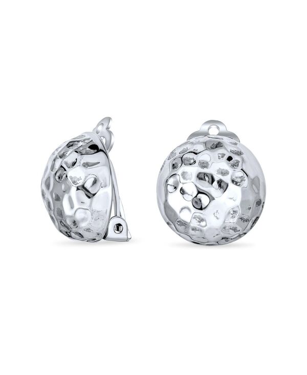 ブリング レディース アクセサリー ピアス・イヤリング Bling Jewelry Hammered Textured Ball Button Clip Earrings .925 Sterling Silver NON-Pierced Ears Grey グレー