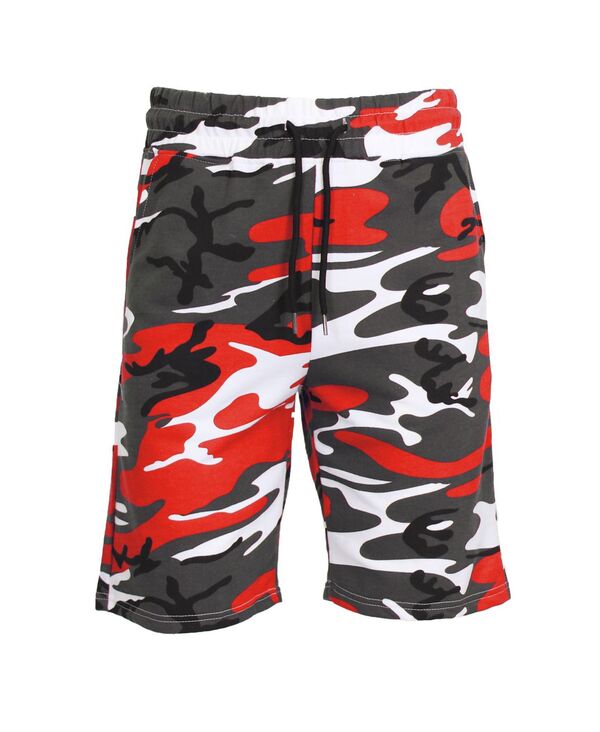 ギャラクシーバイハルビック メンズ ボトムス ハーフパンツ・ショーツ プリント パイル ショートパンツ Galaxy By Harvic Men's Camo Printed French Terry Shorts Red Camo レッド｜ReVida 店