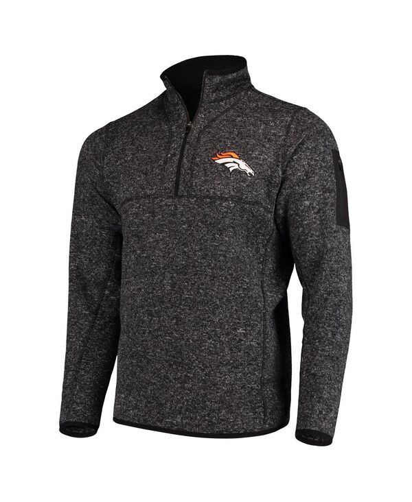 アンティグア メンズ アウター ジャケット・ブルゾン Antigua Men's Heather Black Denver Broncos Fortune Quarter-Zipullover Jacket Heather Black ブラック