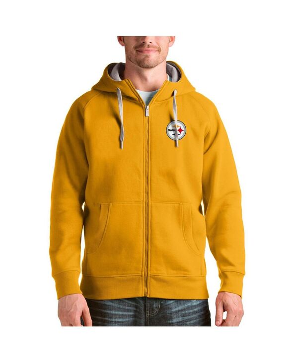 アンティグア メンズ アウター パーカー・スウェット Tシャツ Antigua Men's Gold Pittsburgh Steelers Victory Full-Zip Hoodie Gold ゴールド
