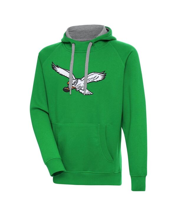 アンティグア メンズ アウター パーカー・スウェット ロゴ Antigua Men's Kelly Green Philadelphia Eagles Throwback Logo Victory Pullover Hoodie Kelly Green グリーン