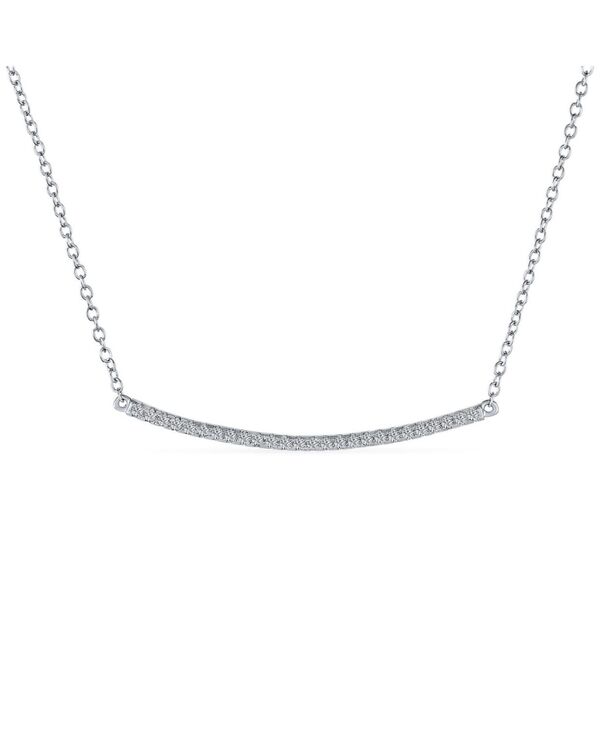 ブリング レディース アクセサリー ネックレス・チョーカー・ペンダントトップ ミニ レース Bling Jewelry Minimalist Modern CZ Bar Sideways Pendant Necklace in Sterling Silver tone シルバー