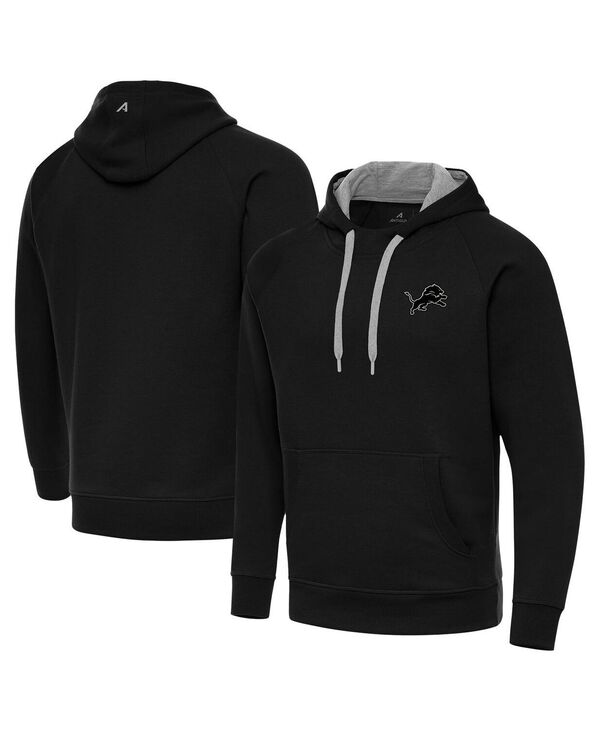 アンティグア メンズ アウター パーカー・スウェット Antigua Men\u0027s Black Detroit Lions Brushed Carbon Victory Pullover Hoodie Black 黒いこと