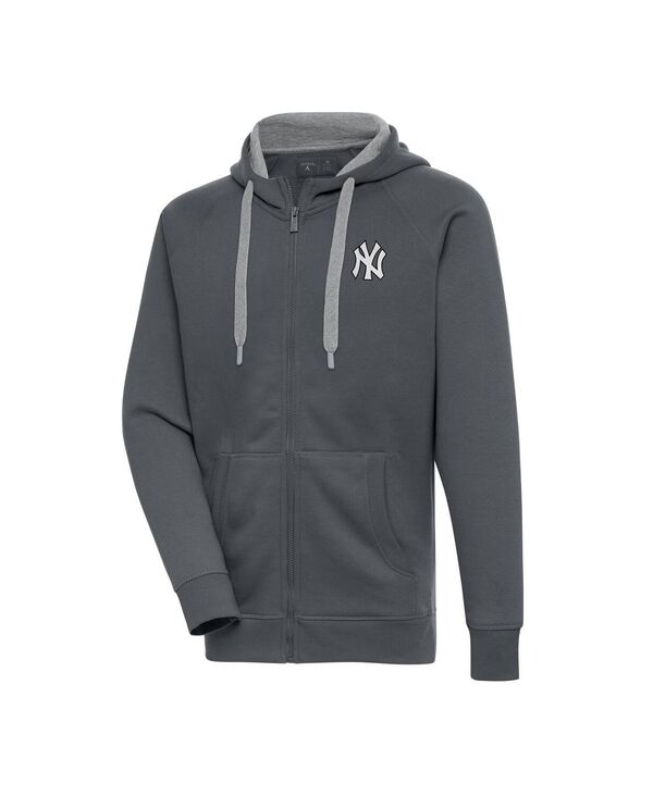 アンティグア メンズ アウター パーカー・スウェットール Antigua Men's Charcoal New York Yankees Metallic Victory Full-Zip Hoodie Charcoal チャコール