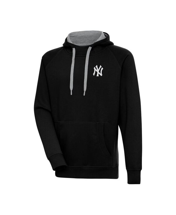 アンティグア メンズ アウター パーカー・スウェットール Antigua Men\u0027s Black New York Yankees Metallic Victory Pullover Hoodie Black 黒いこと