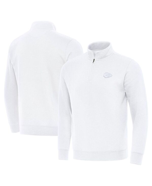 アンティグア メンズ アウター パーカー・スウェット シャツ Antigua Men's White Kansas City Chiefs Victory Quarter-Zip Sweatshirt White ホワイト
