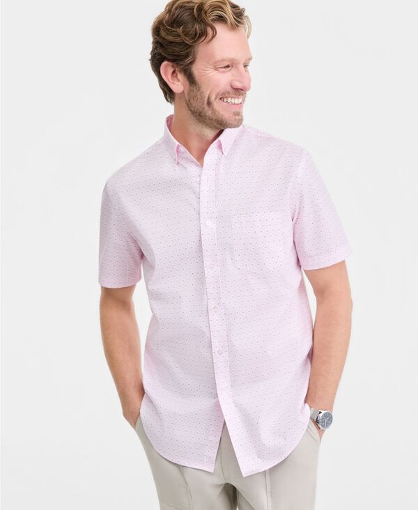 野球クラブお部屋 メンズ トップス プルオーバー 半袖 Club Roomen\u0027s Allday Foulard Poplin Short-Sleeve Shirt Macy\u0027s Exclusive Light Orchid