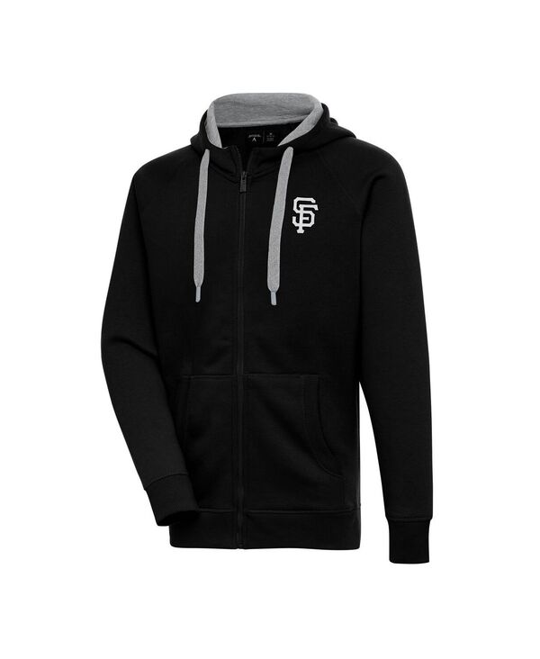 アンティグア メンズ アウター ジャケット・ブルゾン トール パーカー Antigua Men's Black San Francisco Giants Metallic Victory Full-Zip Hoodie Jacket Black ブラック