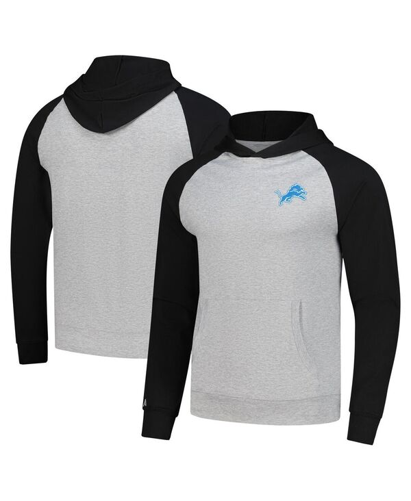 アンティグア メンズ アウター パーカー・スウェット Antigua Men's Heather Gray/Black Detroit Lions Urgent Pullover Hoodie Heather Gray Black ブラック
