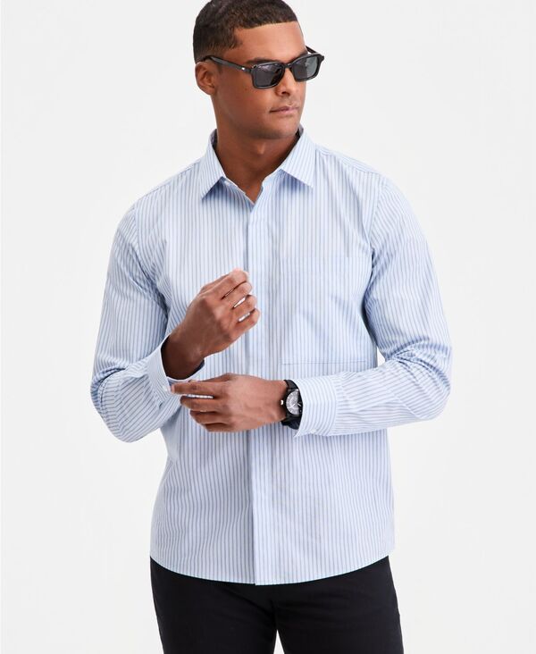アルファニ メンズ トップス プルオーバー 綿織物 Alfani Men\u0027s Cotton Striped One-Pocket Regular-Fit Shirt Macy\u0027s Exclusive Croquis 縞模様