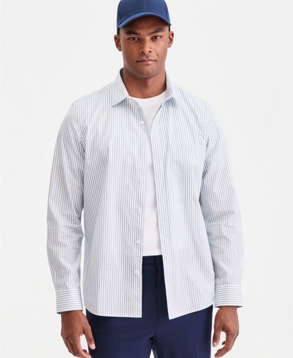 アルファニ メンズ トップス プルオーバー 綿織物 Alfani Men\u0027s Cotton Striped One-Pocket Regular-Fit Shirt Macy\u0027s Exclusive Ice Melt 縞模様