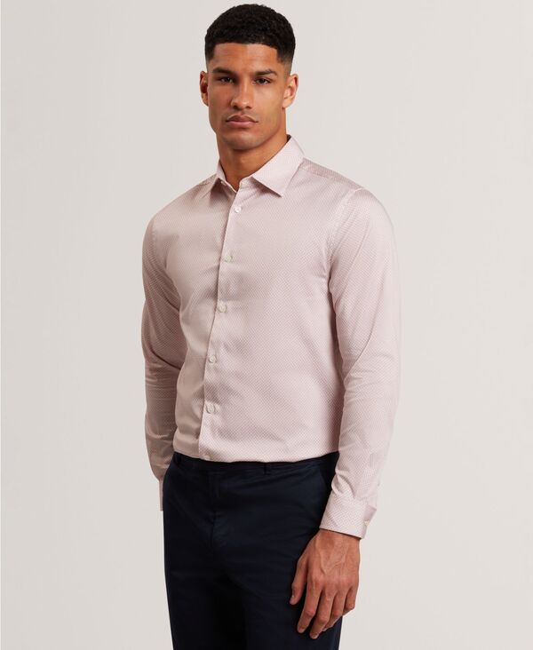 テッドベーカー メンズ トップス シャツ 長袖 Ted Baker Men's Olweno Long-Sleeve Shirt Pink ピンク|ReVida 店