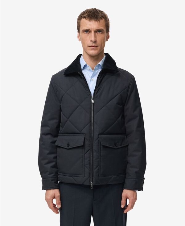 マンゴ メンズ アウター 上衣・上衣 キルティング MANGO Men\u0027s Quilted Waterepellent Jacket Night Blue 青色