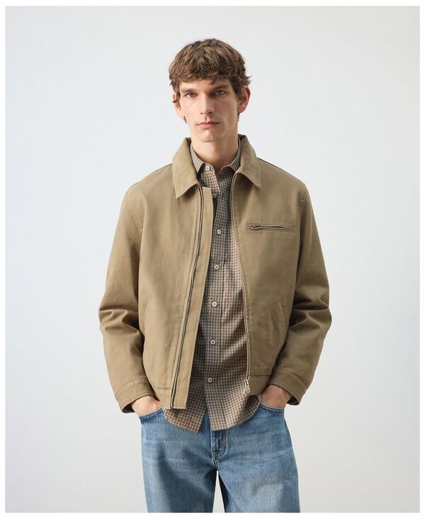 マンゴ メンズ アウター ジャケット・ブルゾン コーデュロイ デニム MANGO Men's Corduroy Collar Denim Jacket Beige ベージュ