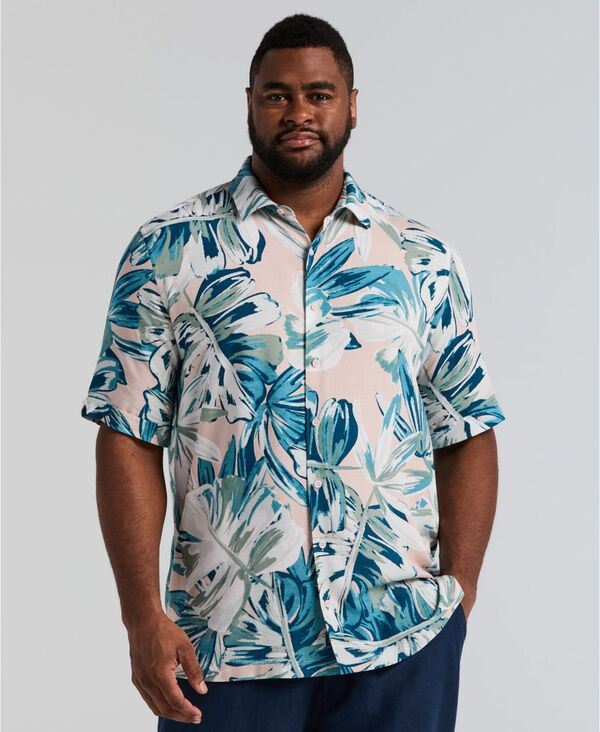 キューバベラ メンズ トップス シャツ プリントール 半袖 Cubavera Men's Big & Talleaf Print Short-Sleeve Shirt Rose Smoke スモーク｜ReVida 店