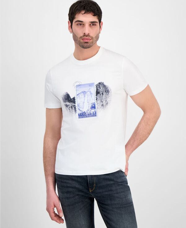 ヒューゴボス メンズ トップス Tシャツ プリント グラフィック Hugo Boss Hugo by Men's Yosemite Postal Stamp Graphic Print-Shirt White ホワイト