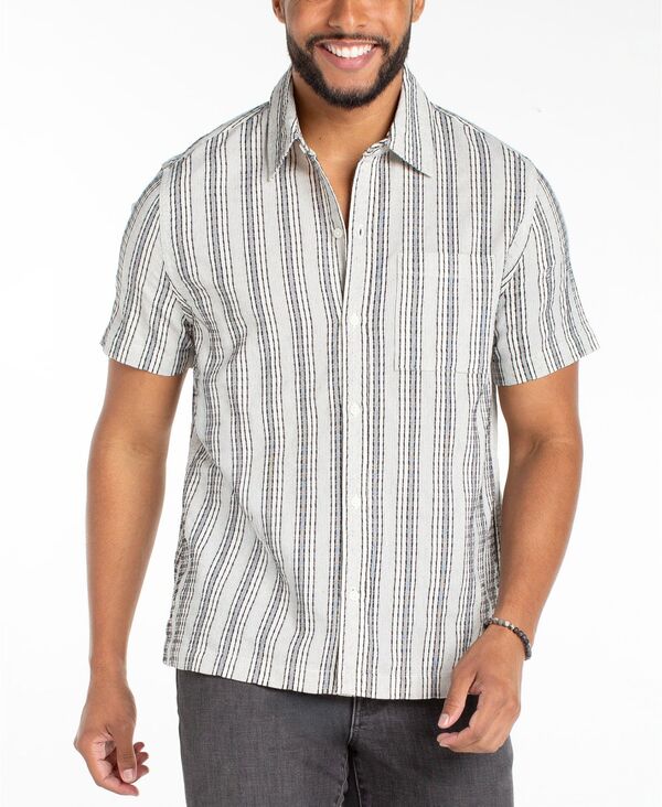 リヴァプール ロサンゼルス メンズ トップス シャツ 半袖 Liverpoolos Angeles Men'short-Sleeve Button-Up Shirt Off White/Navy Multi オフホワイト