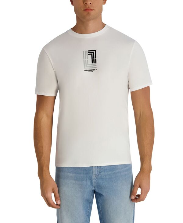 カール ラガーフェルド メンズ トップス Tシャツ KARLAGERFELD PARIS Men's Regular-Fit Round Neck T-Shirt White ホワイト