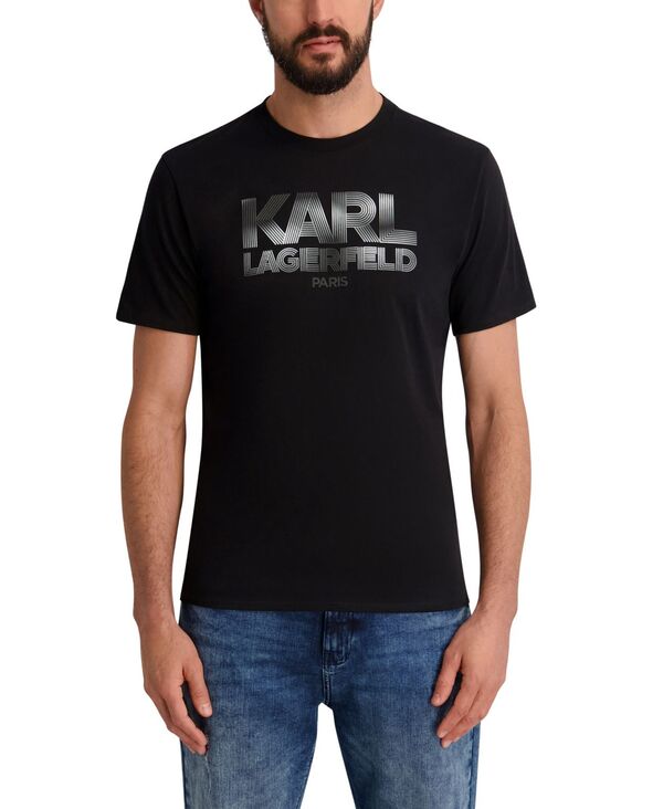 カール ラガーフェルド メンズ トップス Tシャツ ロゴ グラフィック KARLAGERFELD PARIS Men's Logo Graphic T-Shirt Black ブラック