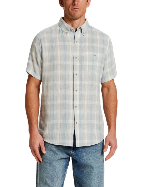 ウェザープルーフ メンズ トップス シャツ ボタンダウン 半袖 ダウン Weatherproof Vintage Men'short-Sleeve Button Down Herringbone Plaid Shirt Belgian Block チェック|ReVida 店
