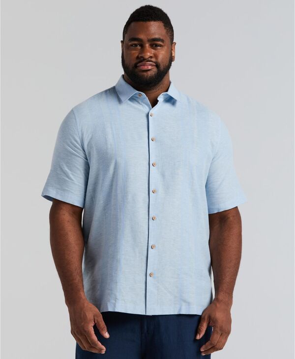 キューバベラ メンズ トップス シャツ トール 半袖 リネン Cubavera Men's Big & Tallinen Short-Sleeve Panel Shirt Placid Blue ブルー