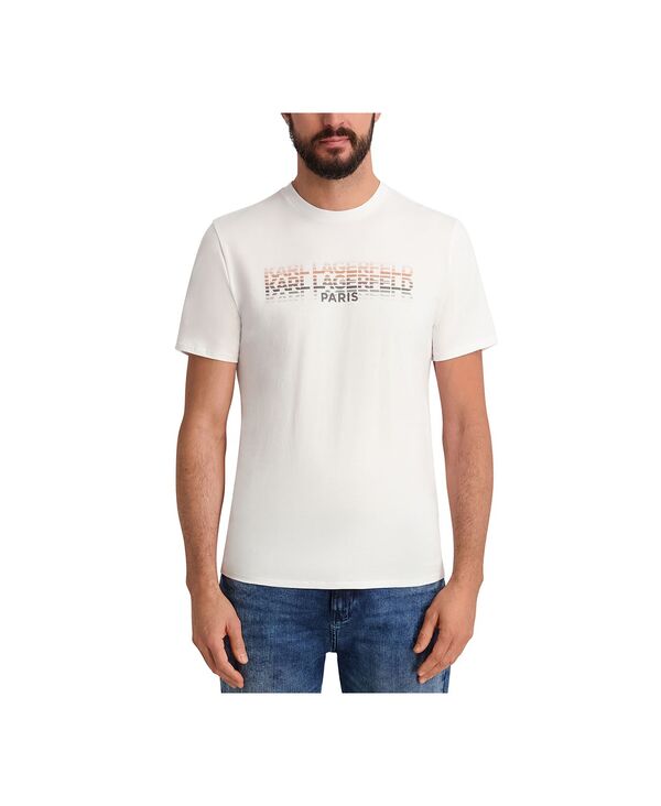 カール ラガーフェルド メンズ トップス Tシャツ ロゴ KARLAGERFELD PARIS Men's Logo Detail T-Shirt White ホワイト