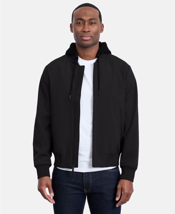 カルバンクライン メンズ アウター ジャケット・ブルゾン ニット Calvin Klein Men's Bomber Knit Hood Jacket Black ブラック