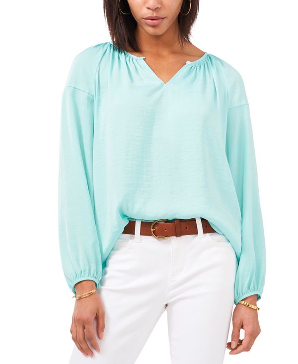最安値挑戦 ヴィンスカムート レディース シャツ トップス Keyhole Peasant Blouse Crystal Lake 新品即決 Macomberproductions Com