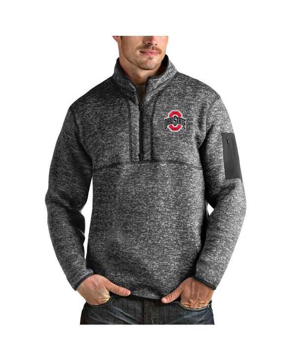 アンティグア メンズ アウター ジャケット・ブルゾン Antigua Men's Heather Charcoal Ohio State Buckeyes Fortune Half-Zipullover Jacket Heather Charcoal チャコール