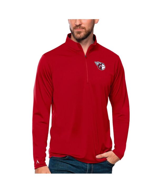 アンティグア メンズ アウター パーカー・スウェット Antigua Men's Red Cleveland Guardians Tribute Quarter-Zipullover Top Red レッド