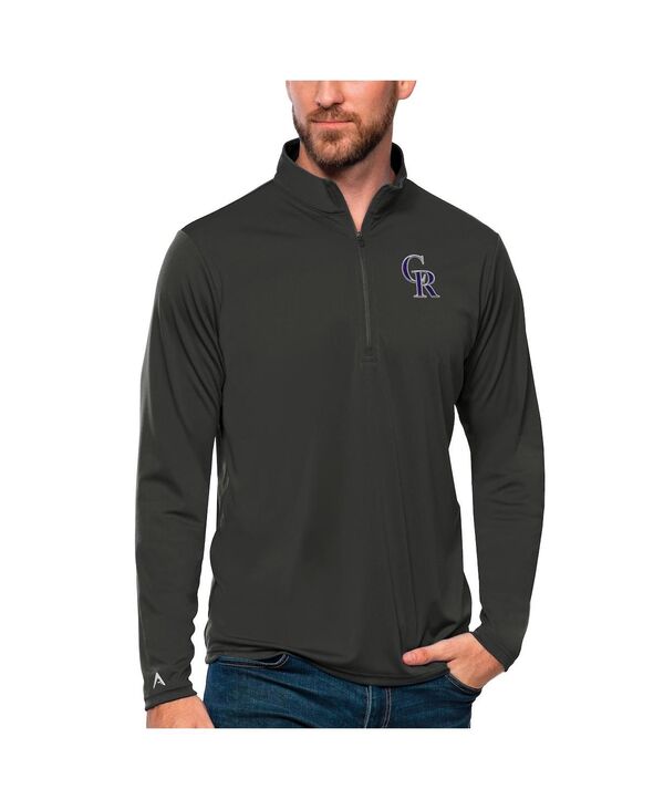 アンティグア メンズ アウター パーカー・スウェット Antigua Men's Charcoal Colorado Rockies Tribute Quarter-Zipullover Top Charcoal チャコール