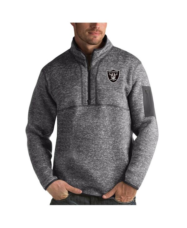 アンティグア メンズ アウター ジャケット・ブルゾン Antigua Men's Charcoalas Vegas Raiders Fortune Quarter-Zipullover Jacket Charcoal チャコール