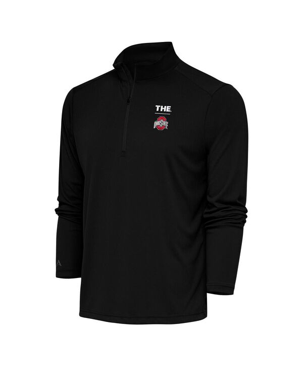 アンティグア メンズ アウター パーカー・スウェット Antigua Men's Black Ohio State Buckeyes THE Tribute Quarter-Zipullover Top Black ブラック