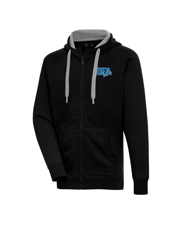 アンティグア メンズ アウター パーカー・スウェット Antigua Men's Black Detroit Lions Victory Full-Zip Hoodie Black ブラック