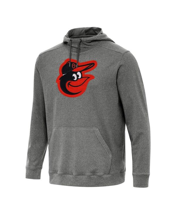 アンティグア メンズ アウター パーカー・スウェット Antigua Men's Heather Black Baltimore Orioles Cloud Pullover Hoodie Charcoal チャコール