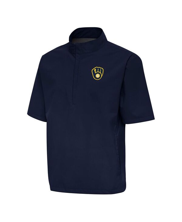 アンティグア メンズ トップス シャツ Antigua Men's Navy Milwaukee Brewers Brisk Quarter-Zip Wind Shirt Navy ネイビー|ReVida 店