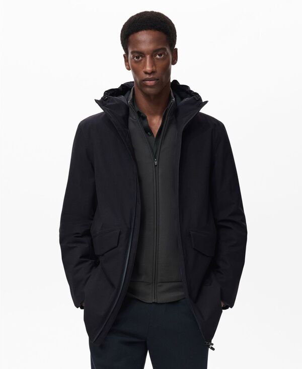 マンゴ メンズ アウター ジャケット・ブルゾン パーカー MANGO Men's Thermolite Padding Water-Repellent Parka Navy ネイビー