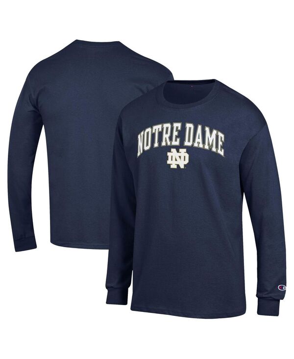 チャンピオン メンズ トップス Tシャツ ロゴ Champion Men'sNavy Notre Dame Fighting Irish Arch Over Logo Long Sleeve T-Shirt Navy ネイビー