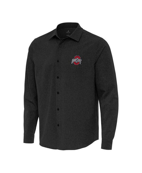 アンティグア メンズ トップス シャツ Antigua Men's Black Ohio State Buckeyes Exposure Woven Long Sleeve Button-Up Shirt Black ブラック