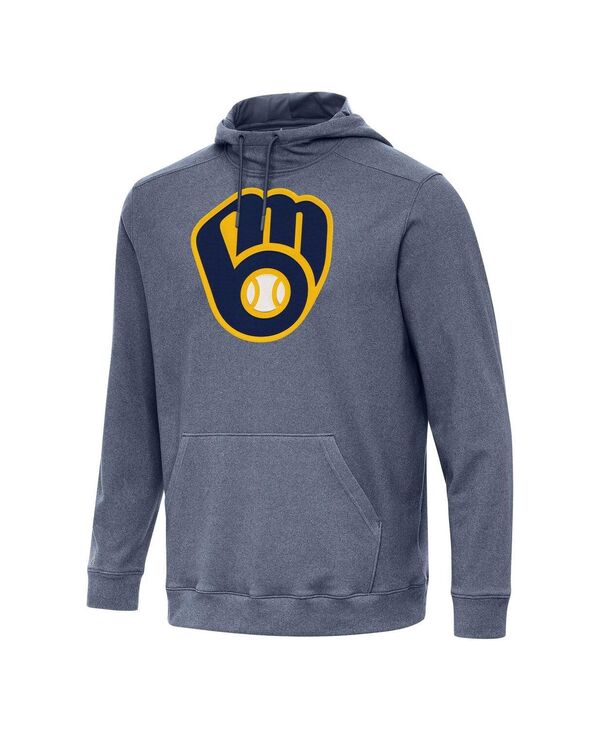 アンティグア メンズ アウター パーカー・スウェット Antigua Men's Heather Navy Milwaukee Brewers Cloud Pullover Hoodie Heather Navy ヘザー