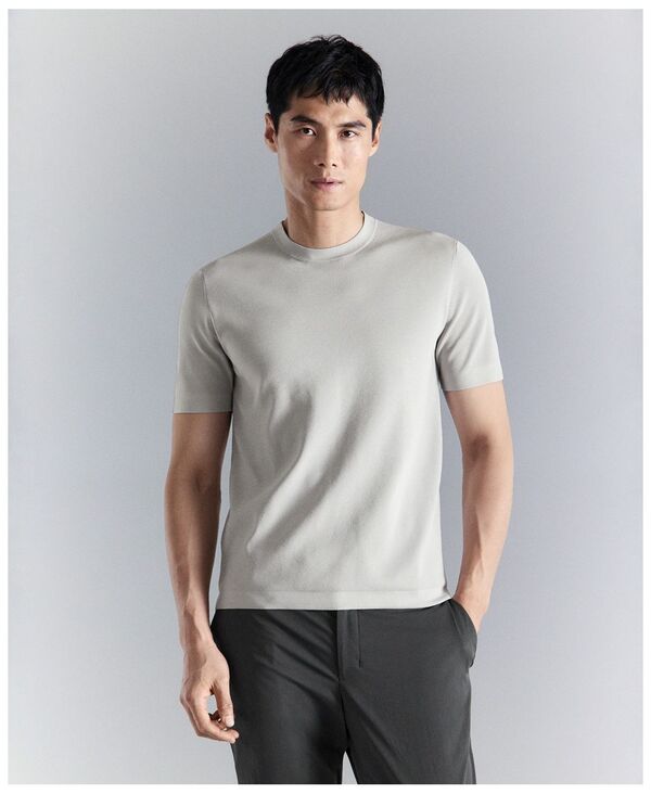 マンゴ メンズ トップス Tシャツ ジャージー MANGO Men's Comfort Stretch Jersey T-Shirt Ice Gray グレー｜ReVida 店