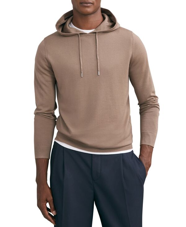 レイス メンズ アウター パーカー・スウェット 羊毛 REISS Men\u0027s Merino Wool Drawstring Hoodie Camel Brown 赤銅色